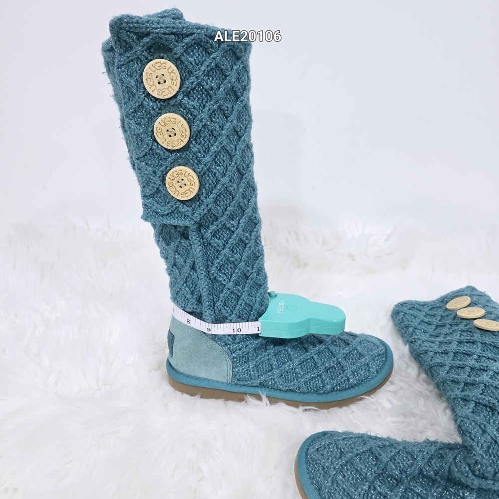 UGG style knit boots Classic Cardy model Turquoise Color Sz.7 - Picture 5 of 17